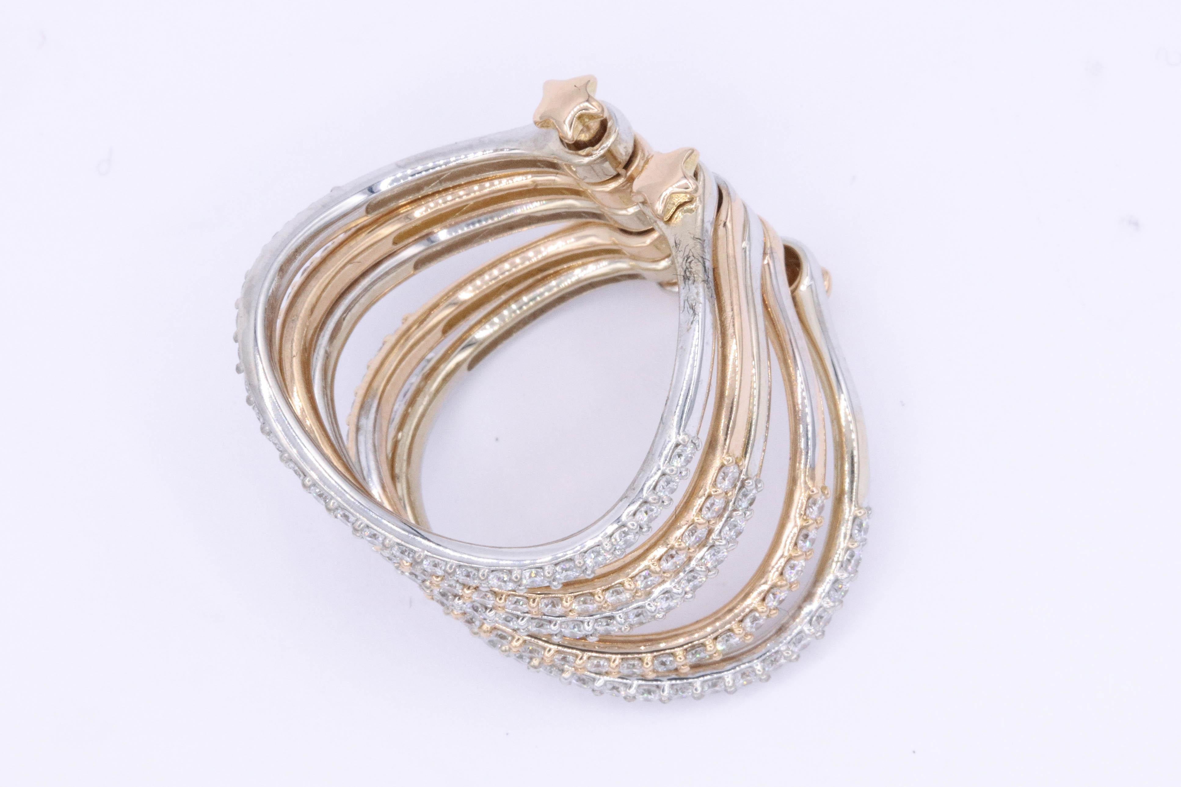 Modern Rose and White Gold Stackable Wave Flexible Band Fashion Ring