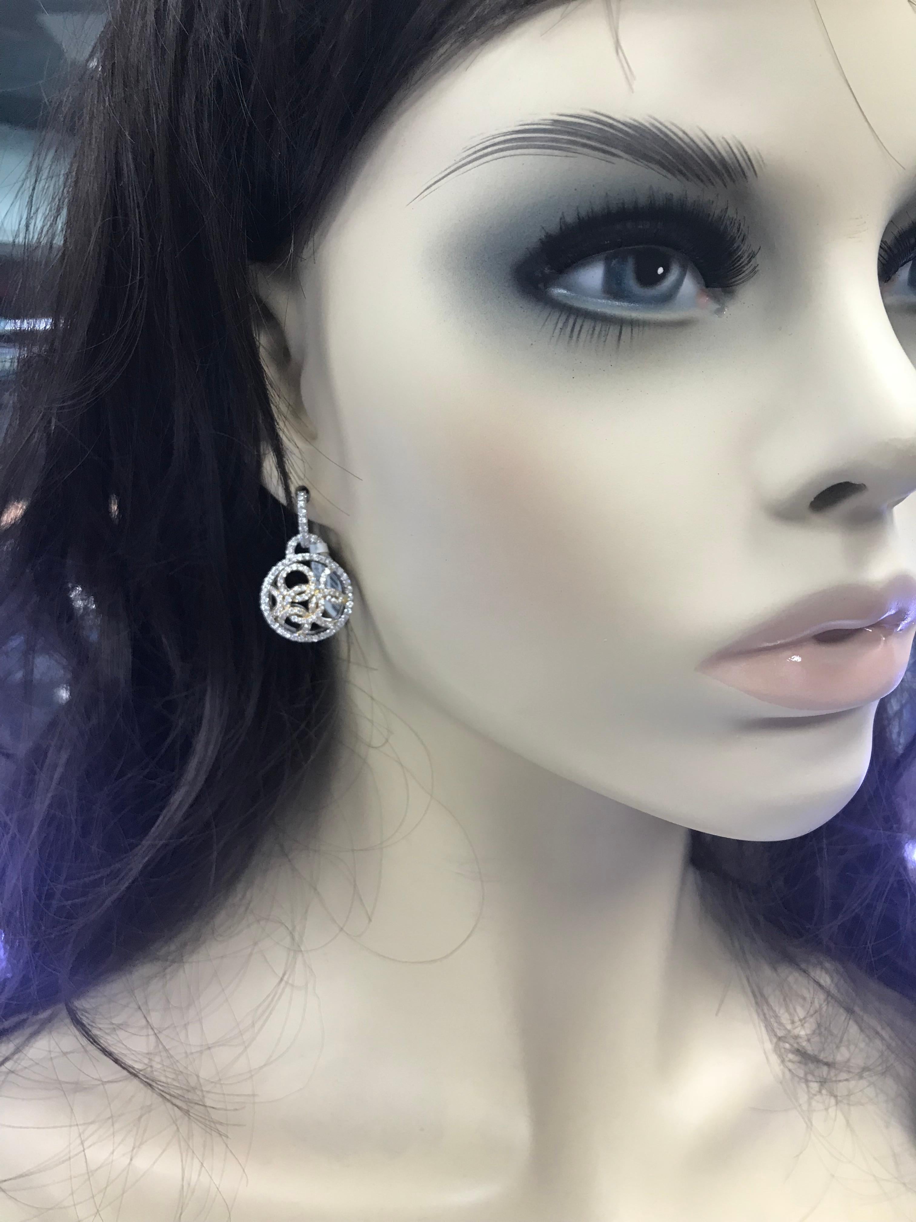 Boucles d'oreilles en goutte de 2,17 carats en or rose et blanc 18 carats avec anneau interchangeable en diamants Neuf - En vente à New York, NY