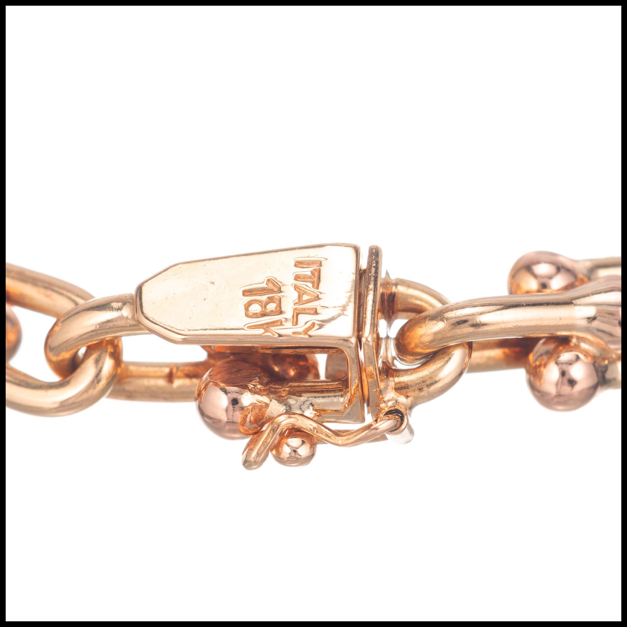 Rose and Yellow Gold Italian Link Bracelet In Good Condition In Stamford, CT