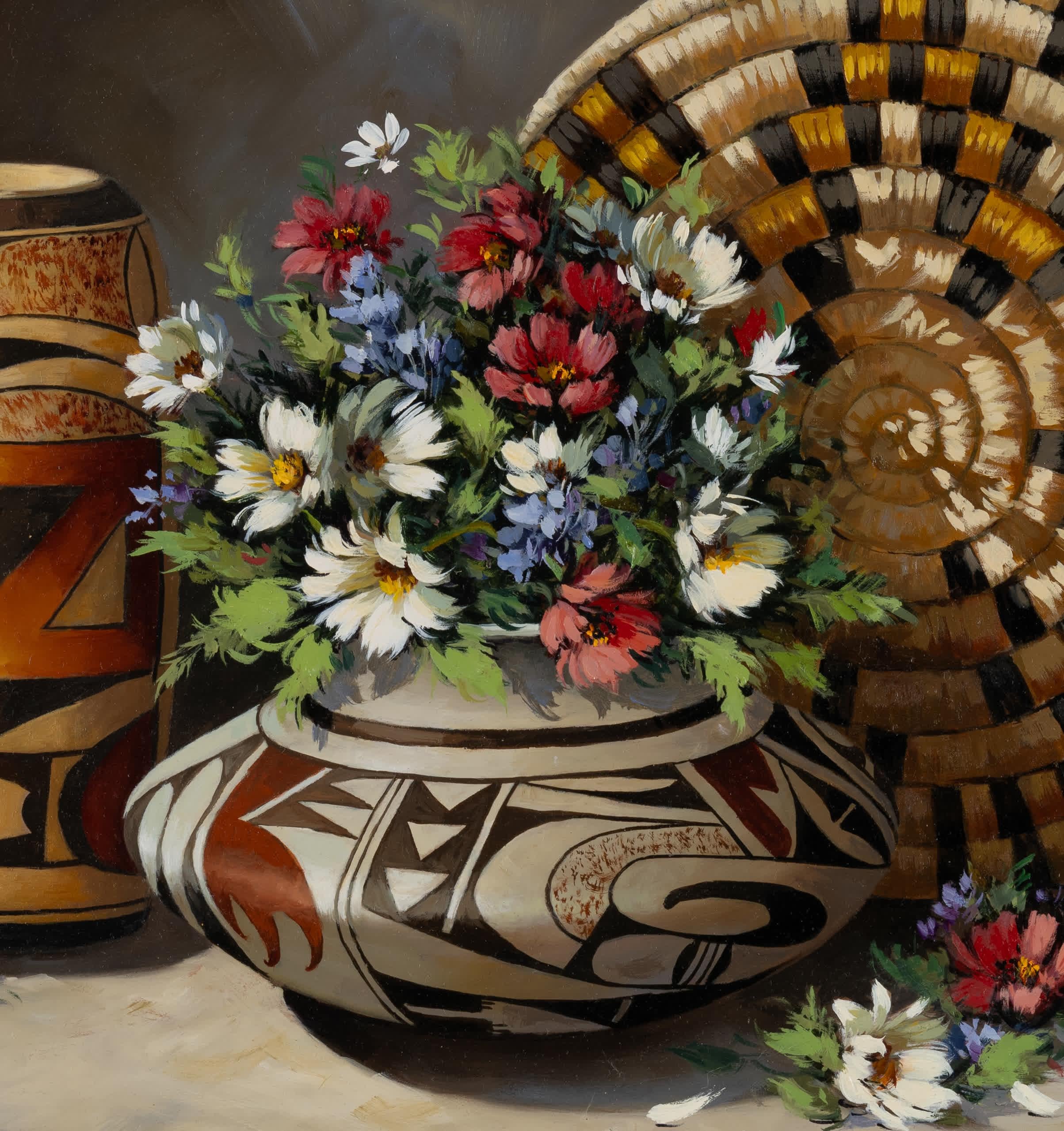 Natura morta di ceramiche di Pueblo - Painting Contemporaneo di Rose Ann Day