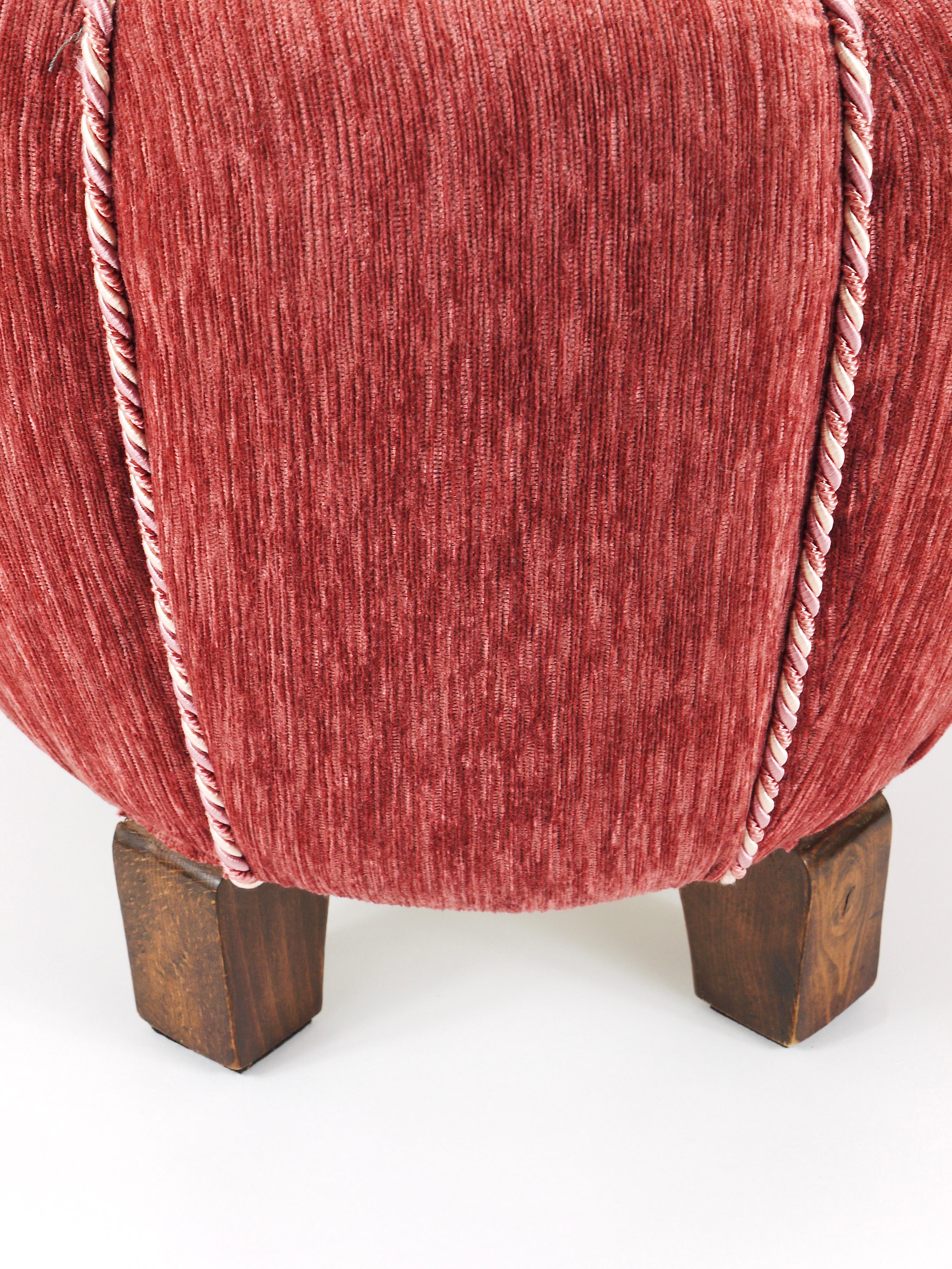 Rosé Art Deco Stool / Tabouret / Pouf / Ottoman, Vienna, Austria, 1930s For Sale 9