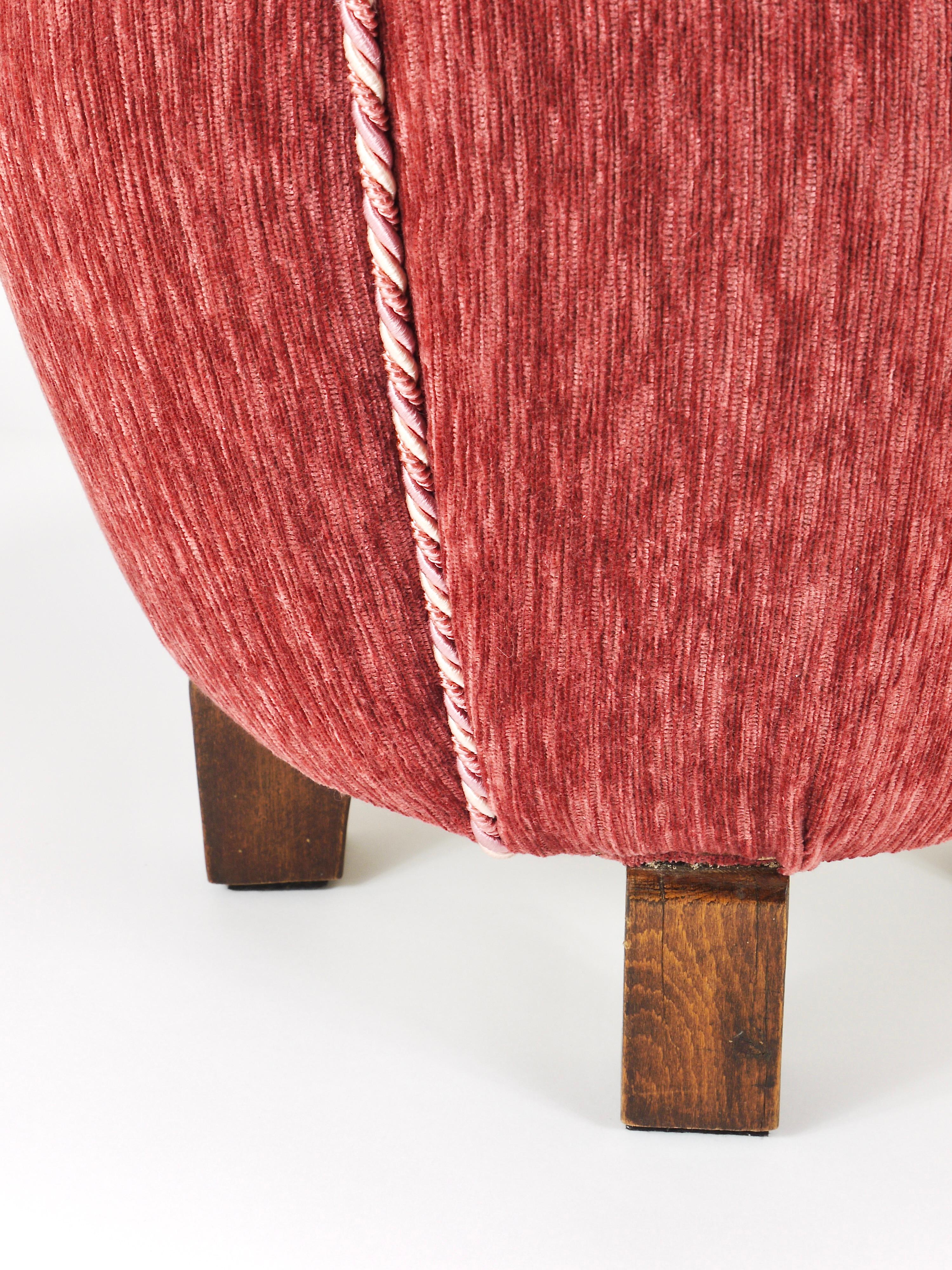 Rosé Art Deco Stool / Tabouret / Pouf / Ottoman, Vienna, Austria, 1930s For Sale 1
