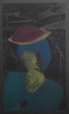 Cappello, incisione moderna colorata a mano di Rose Backer