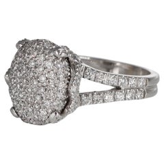 Rose Bud Flower Oval Pavé Diamond 1.05 carats Ring in 18kt White Gold