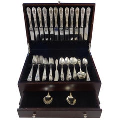 Rose by Kirk Sterling Silver Dinner Size Flatware Set for 12 Service 86 Pieces