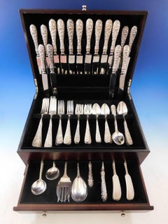 Rose by Stieff Sterling Silver Flatware Set 8 Service 78 Pieces Repousse Dinner