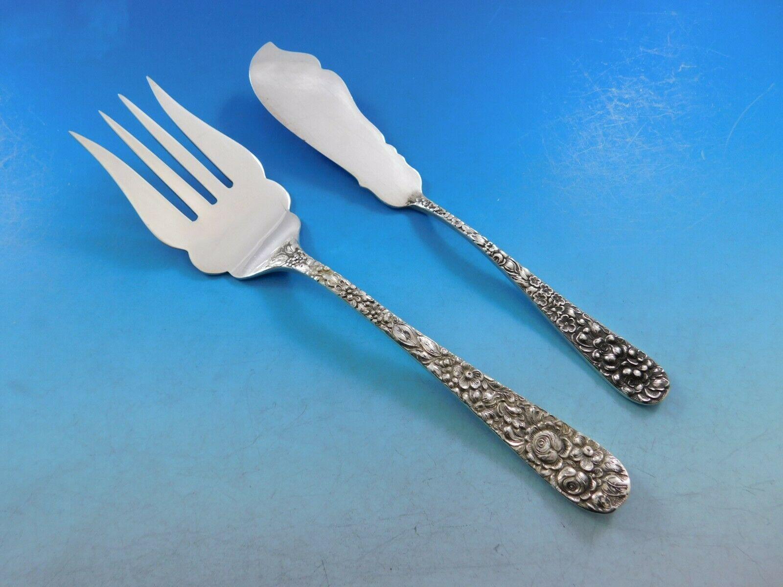 Rose by Stieff Sterling Silver Flatware Set For 8 Service 45 Pieces Repousse 3