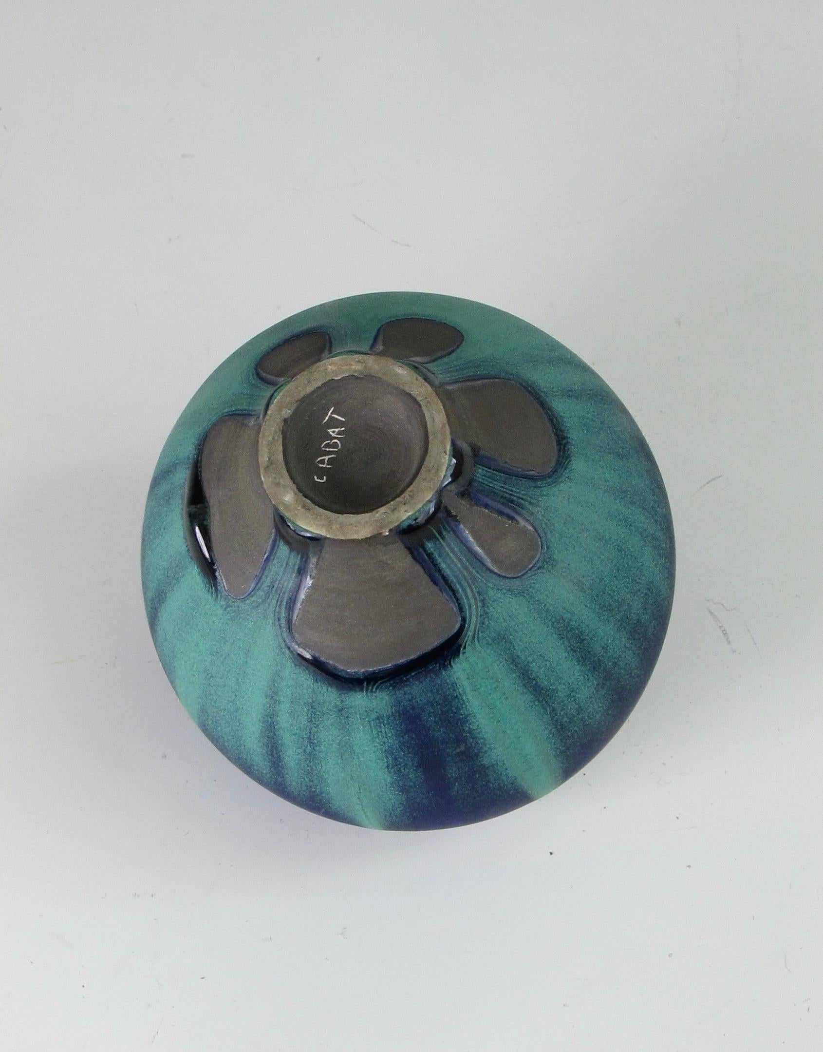  Rose Cabat Bleu profond sur vert de mer  Feelie Vase Weed Pot en vente 1