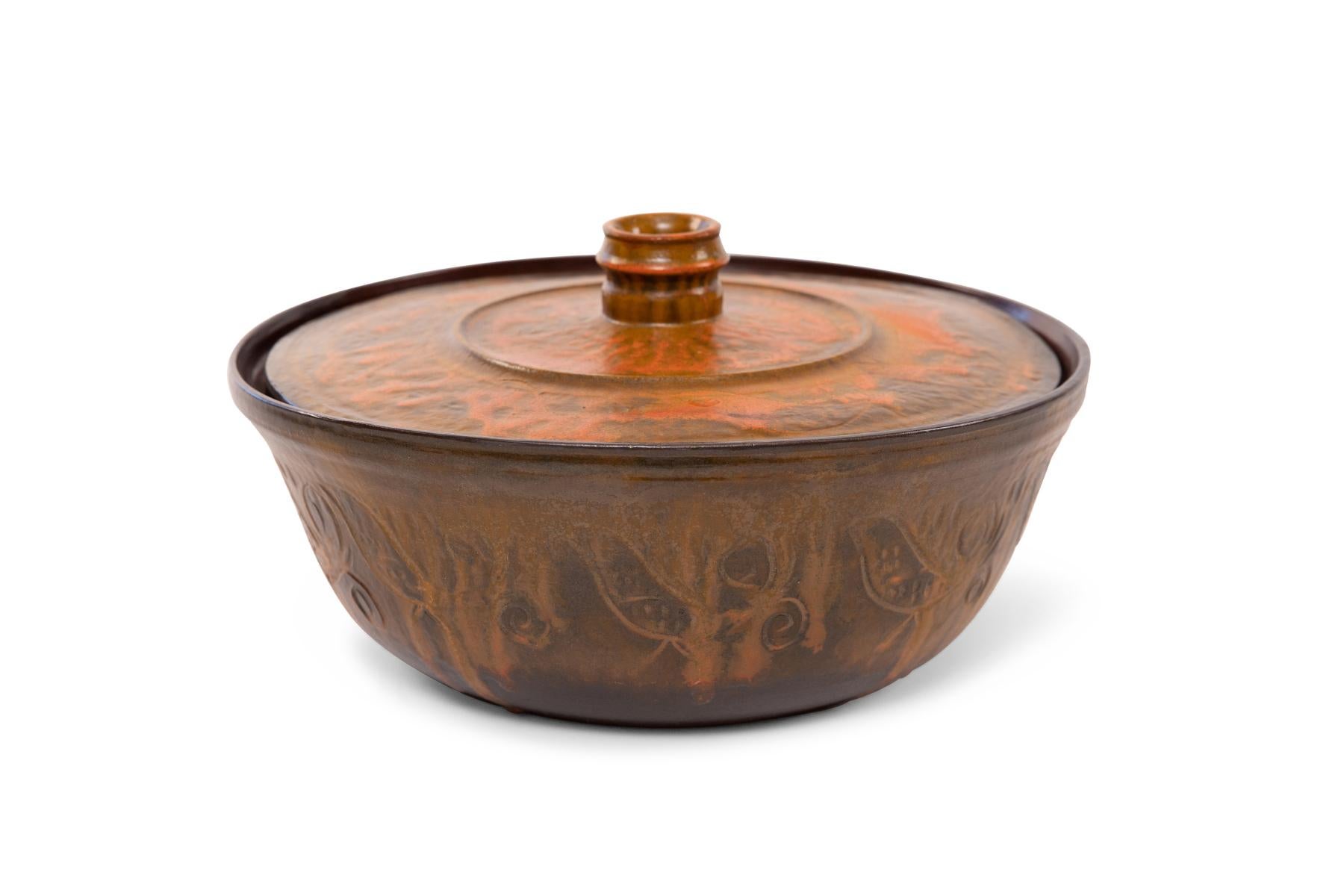 Mid-Century Modern Large Ceramic Lidded MCM Bowl by Rose Cabat  For Sale