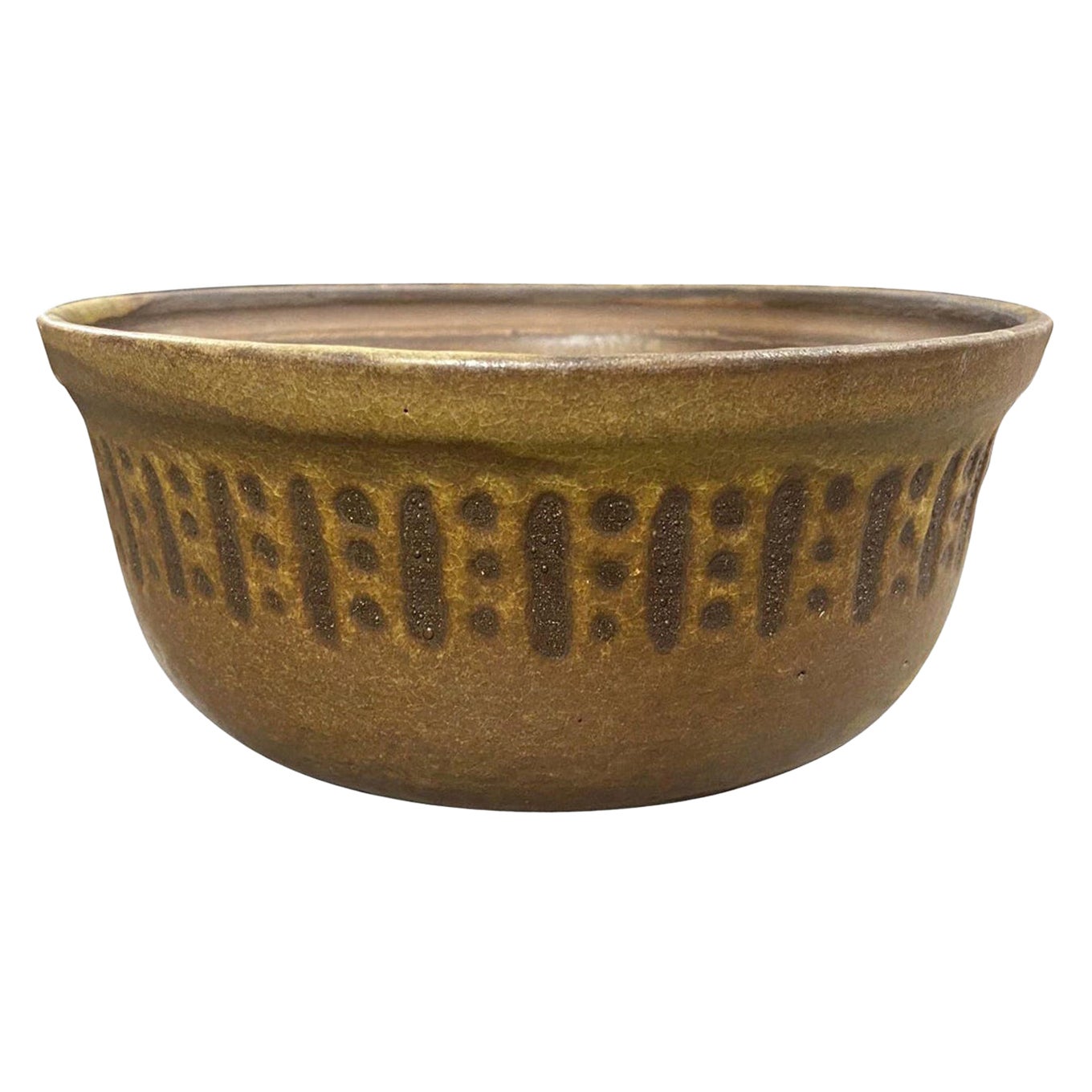 Rose Cabat Signed Large Mid-Century Modern Ceramic Studio Pottery Bowl, 1950s