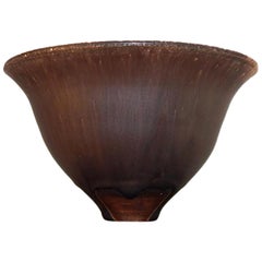 Vintage Rose Cabat Studio Ceramic Brown Flared Bowl