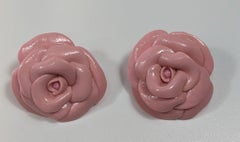 Rose Camelia Polymer  Earrings with golplated silver closure