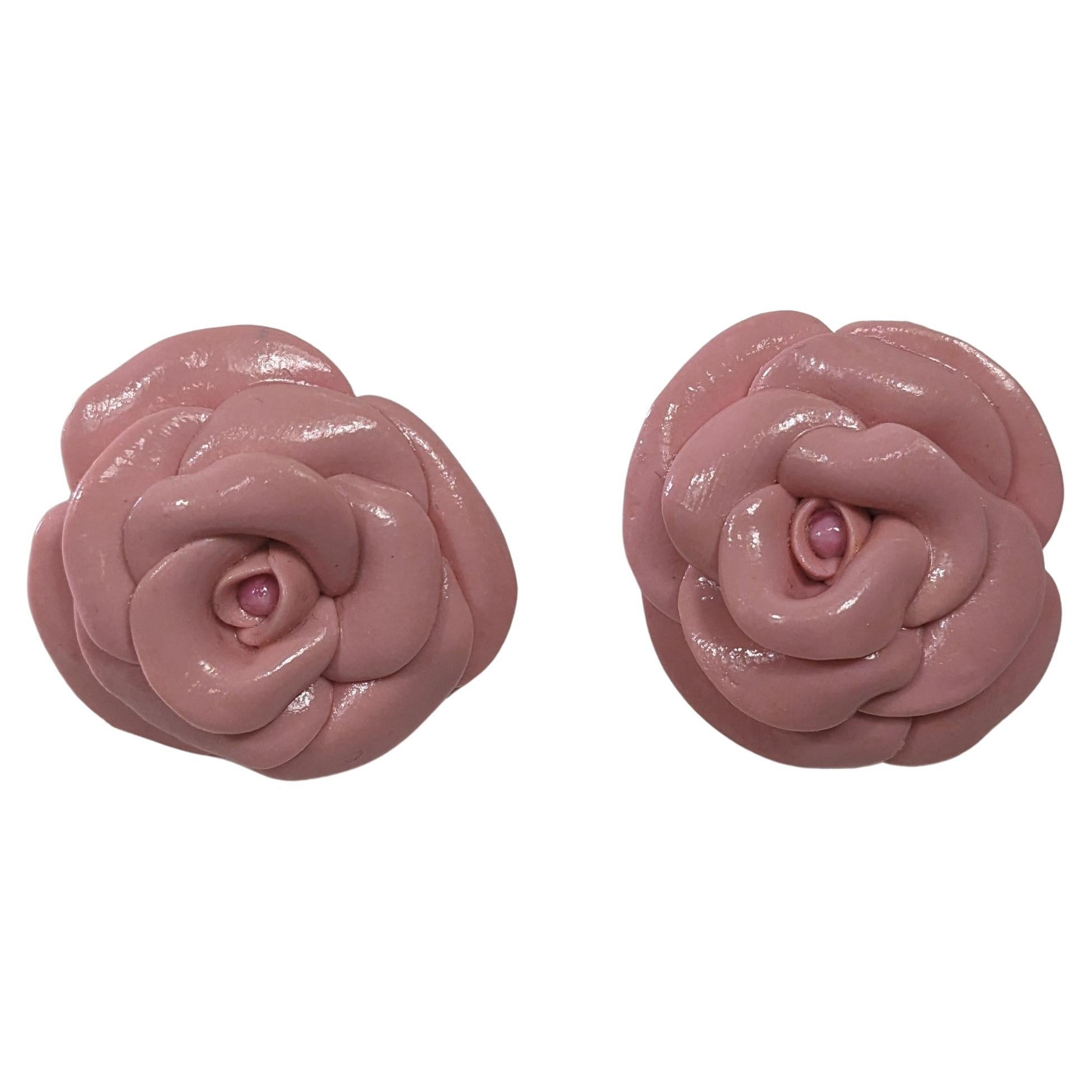  Rose Camelia Polymer  Earrings with golplated silver closure