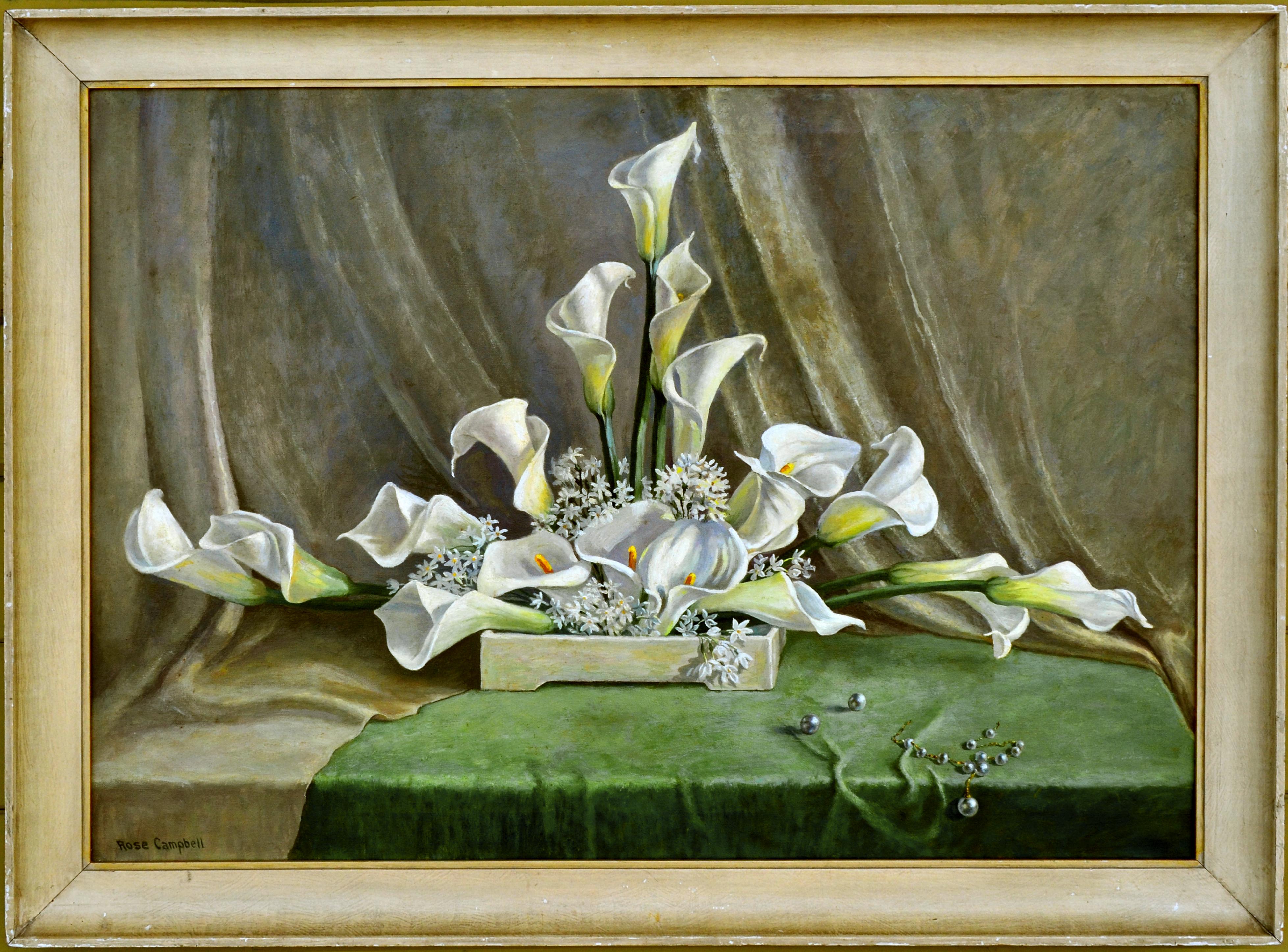 Rose Campbell Interior Painting - 1930's Calla Lilies Still Life Santa Cruz Art League