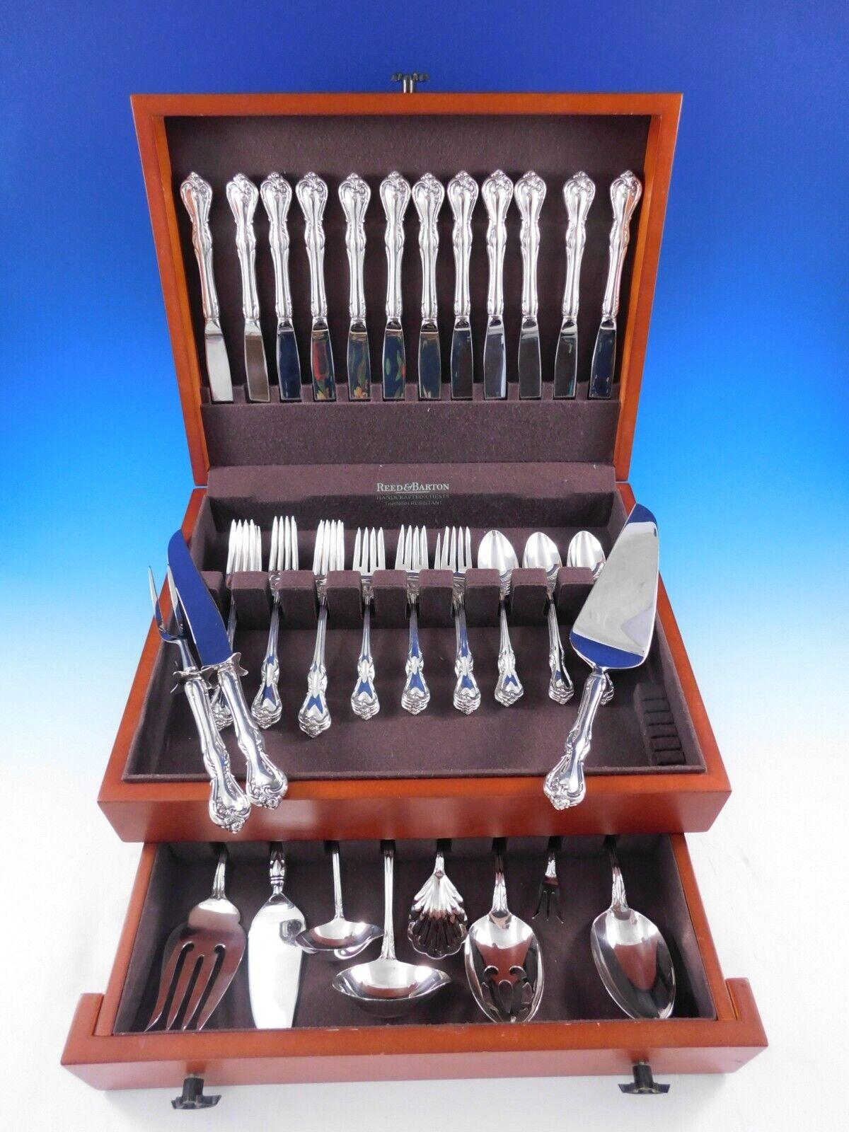 Rose Cascade by Reed & Barton Sterling Silver Flatware Service 12 Set 59 pieces For Sale 6