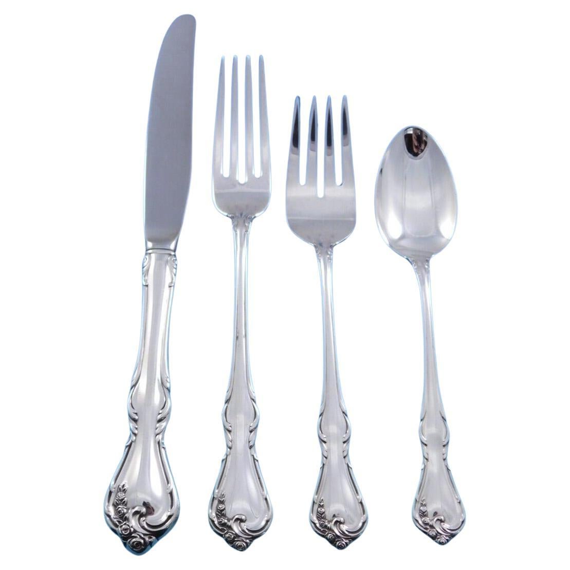 Rose Cascade by Reed & Barton Sterling Silver Flatware Service 12 Set 59 pieces For Sale