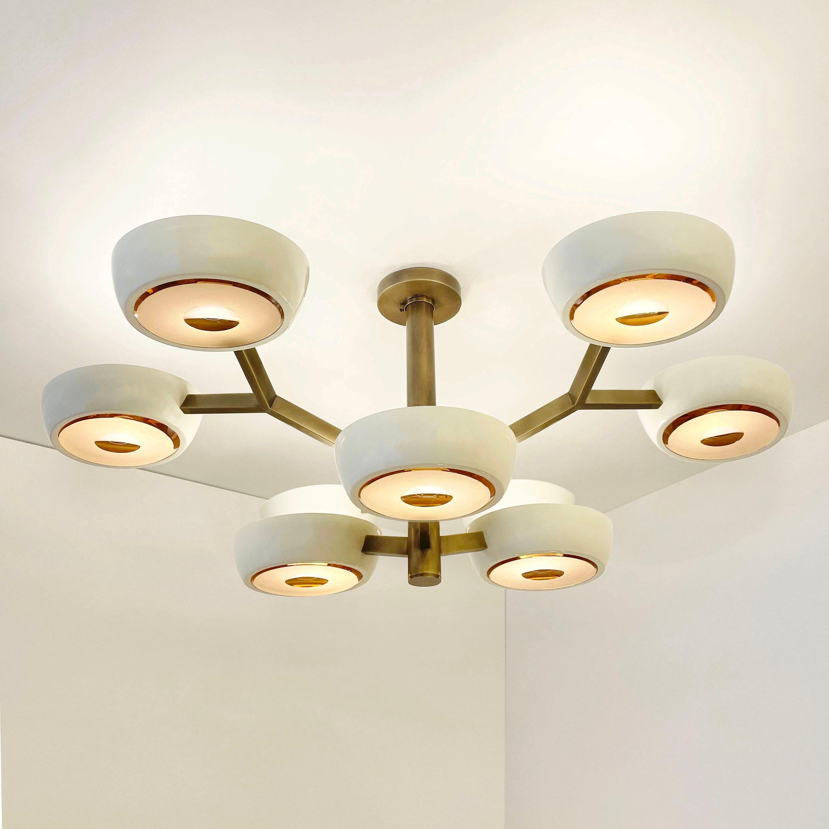 Rose Ceiling Light by Gaspare Asaro-Satin Nickel Finish In New Condition For Sale In New York, NY