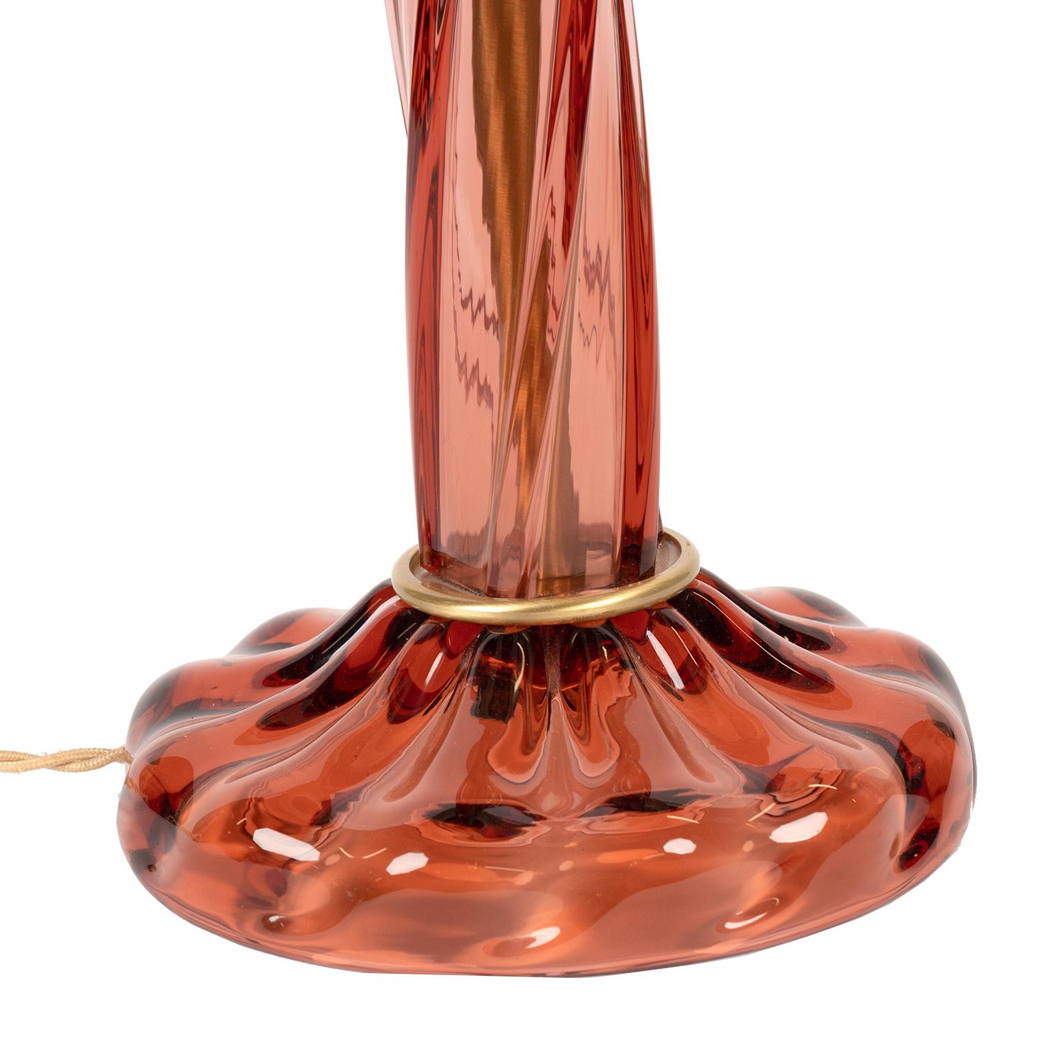 Italian Rose Colored Murano Table Lamp by Donghia