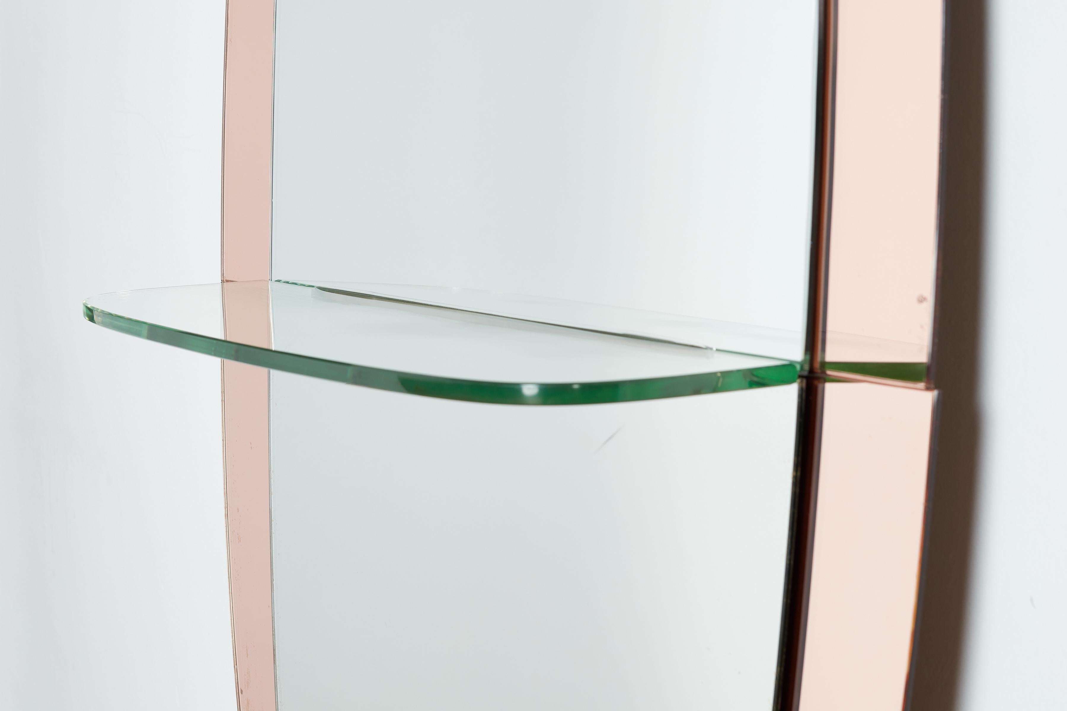 Miroir d'art cristal rose avec étagère en vente 11