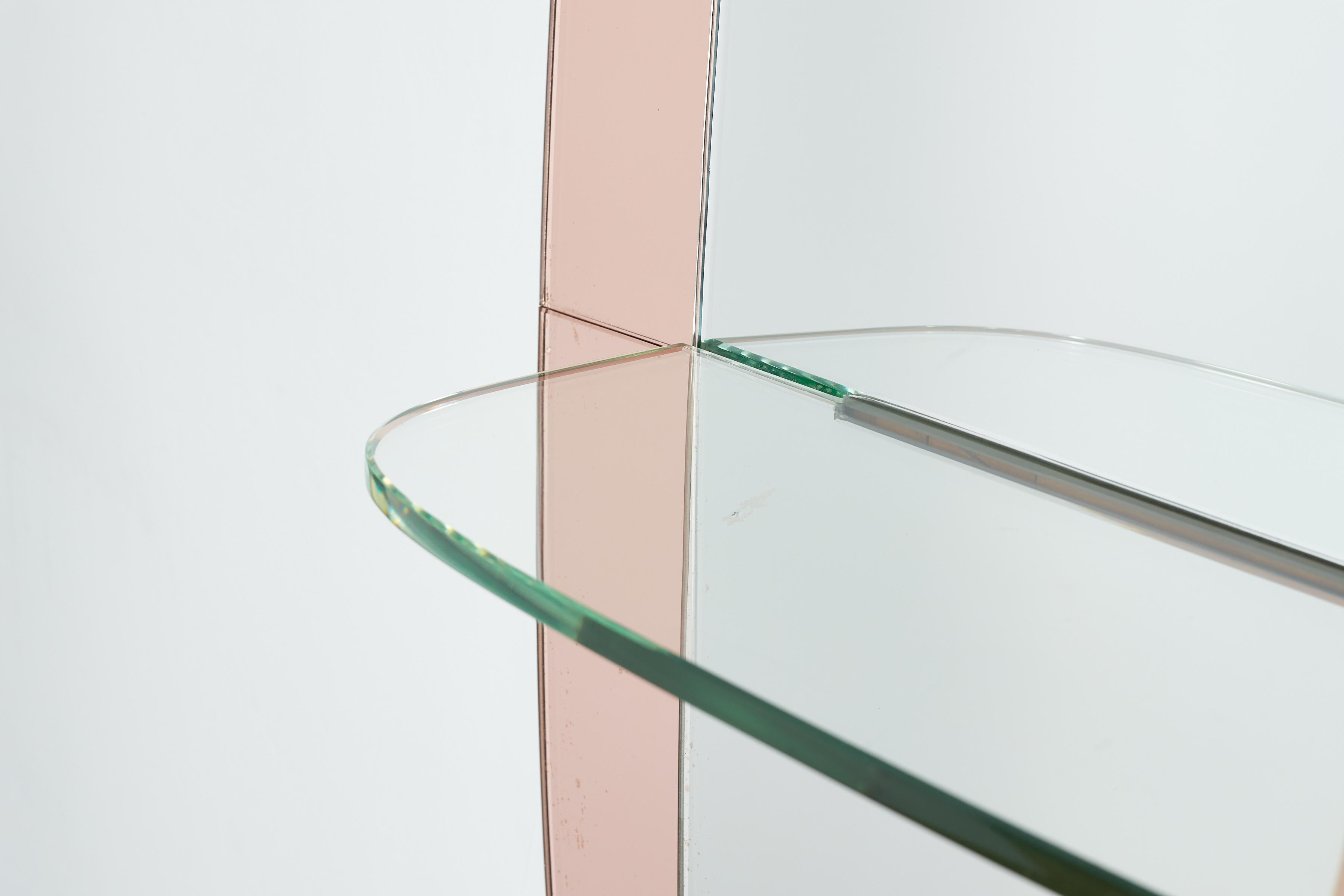 Kristall-Kunstspiegel mit Regal in Rose Cristal im Angebot 13