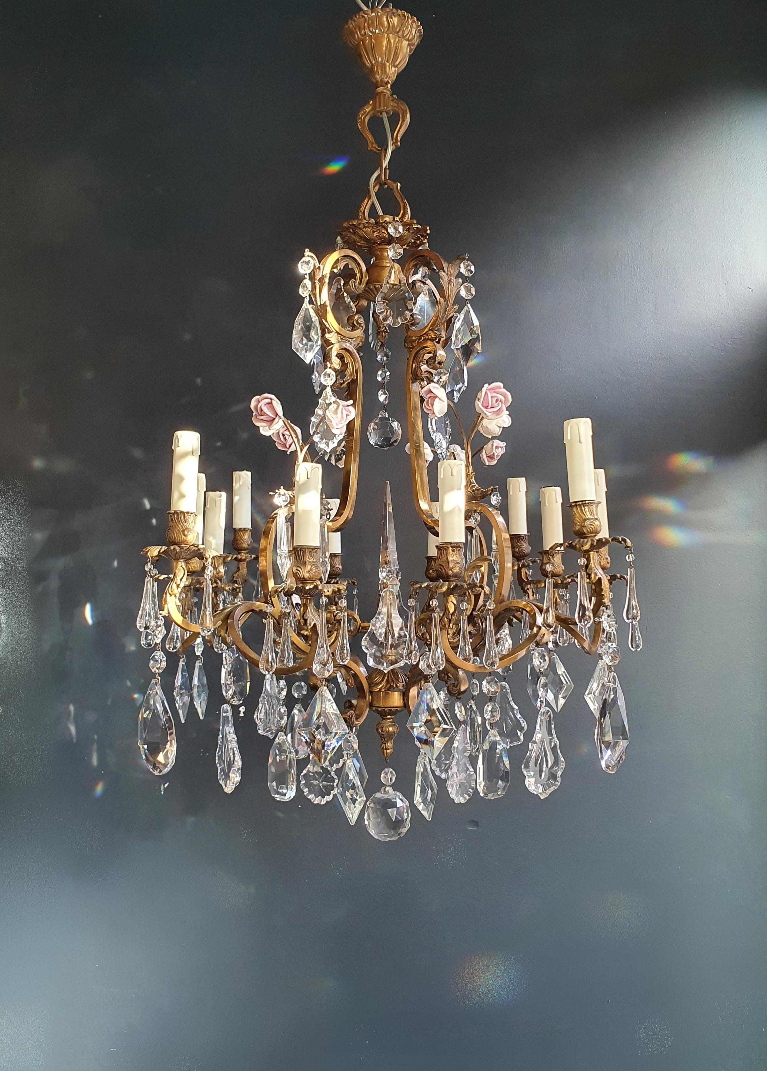 Rose Crystal Antique Chandelier Ceiling Florentiner Lustre Art Nouveau For Sale 1