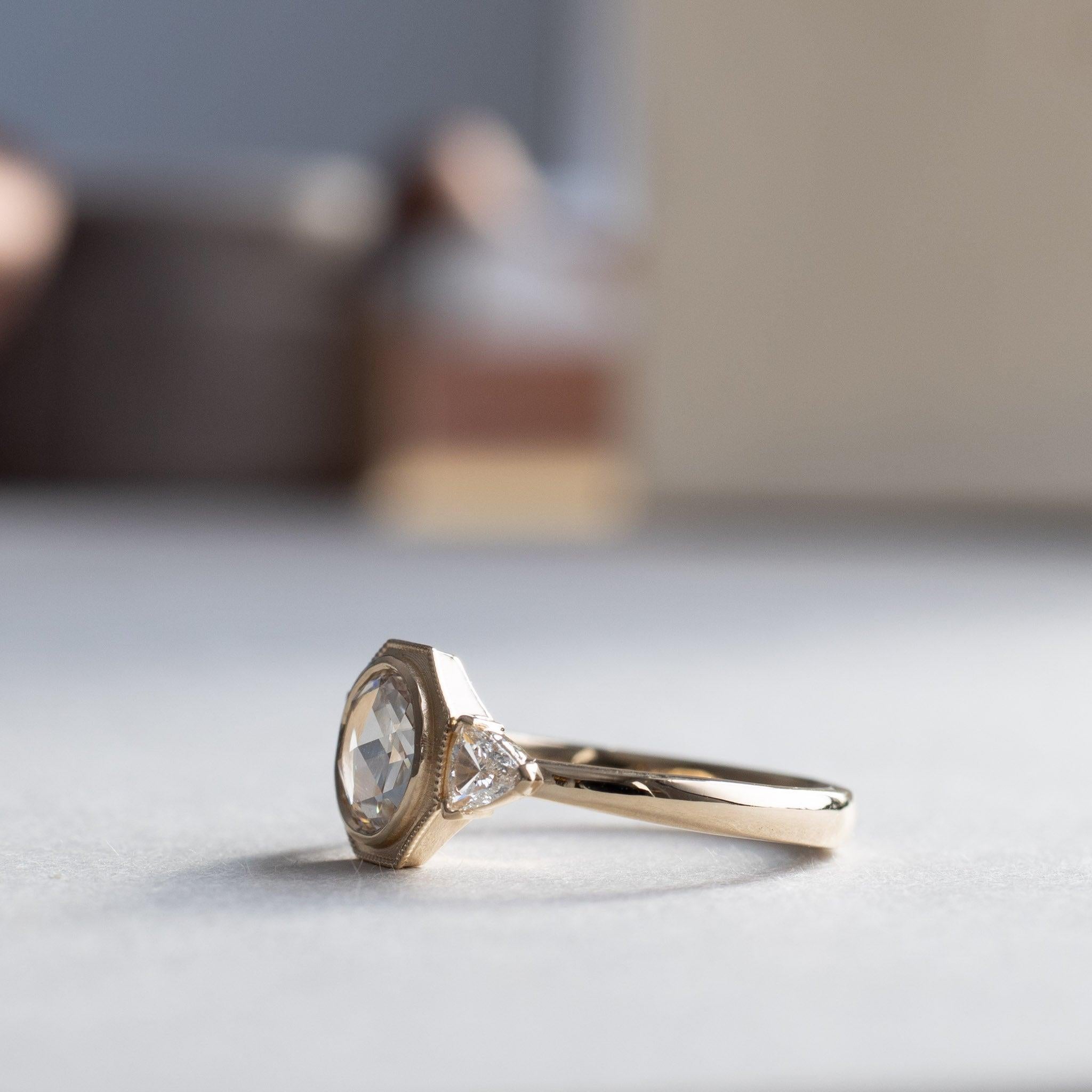 For Sale:  18K Rose Cut 0.75 Carat Diamond Engagement Ring Set 4