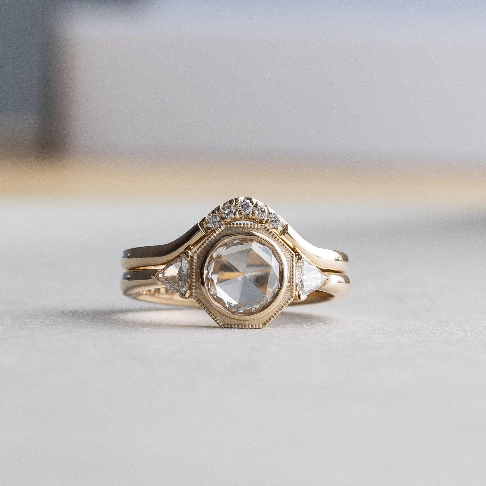 For Sale:  18K Rose Cut 0.75 Carat Diamond Engagement Ring Set 6