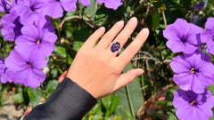 Rose Cut Amethyst Ring with White Topaz 10.43 Carats Sterling Silver