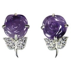 Rose Cut Amethyst Stud Earrings