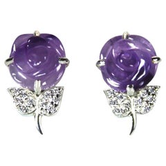 Rose Cut Amethyst Stud Earrings