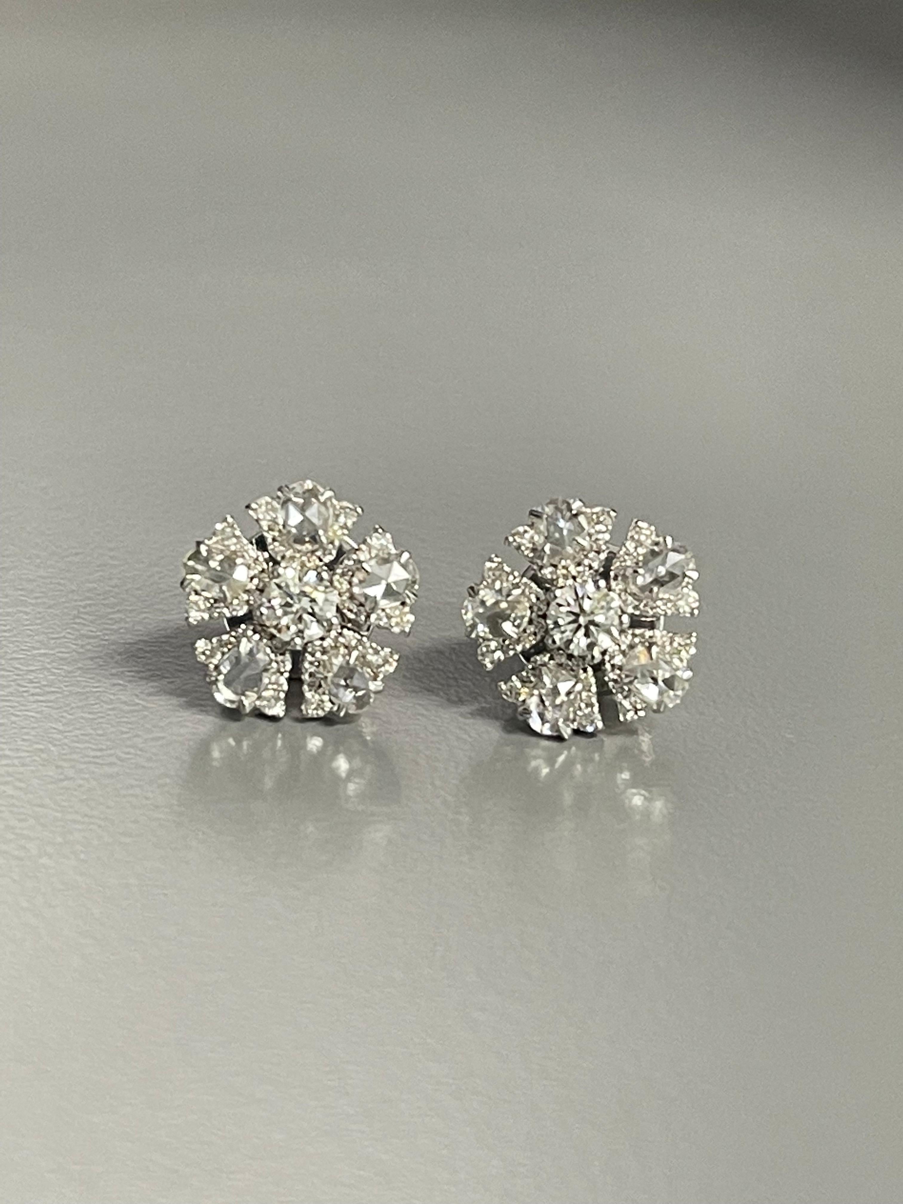 Diamant-Ohrstecker mit Rosenschliff und rundem Brillanten aus 18K Gold (Rundschliff)