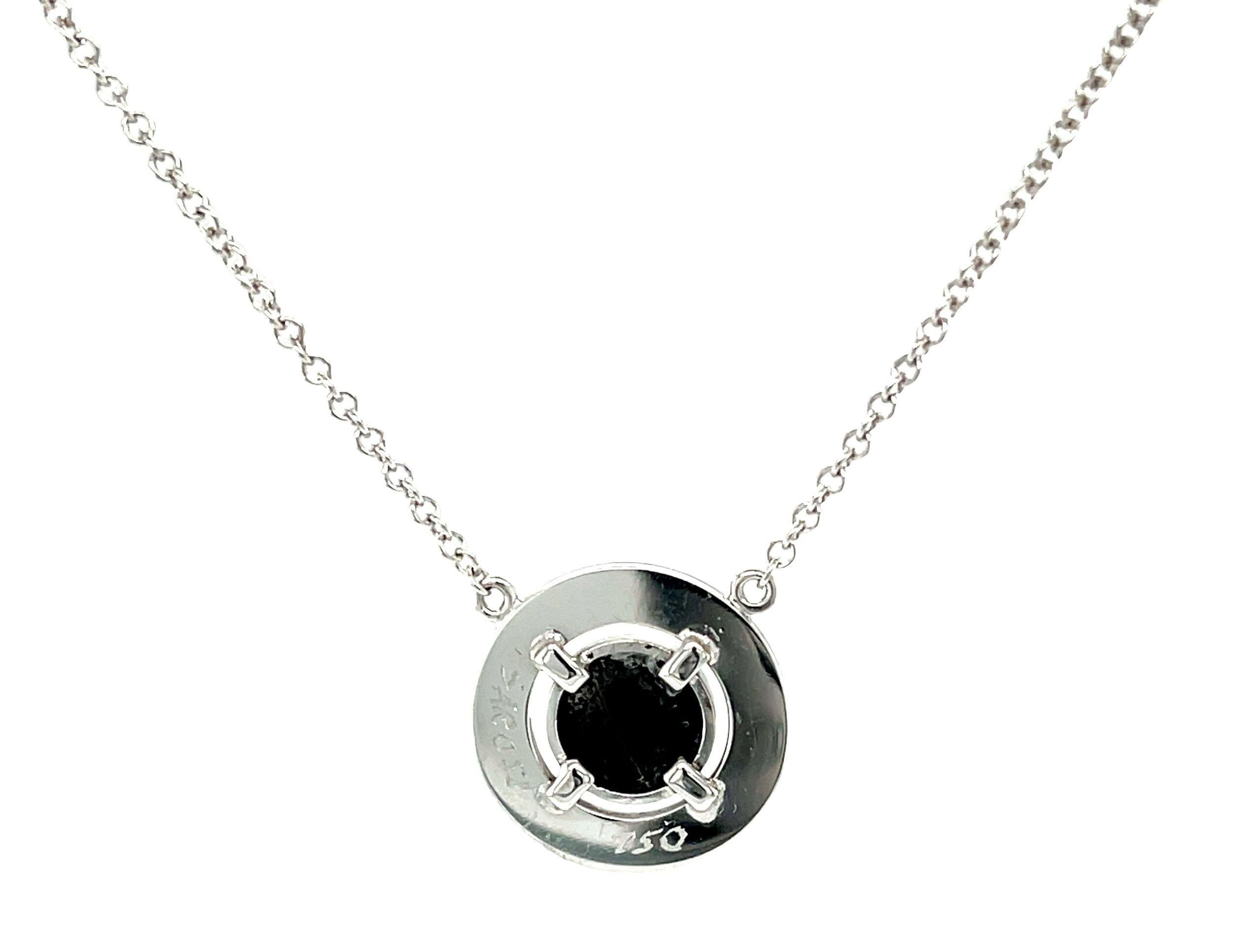 Artisan Rose Cut Black Diamond Necklace in 18k White Gold, 1.33 Carat For Sale