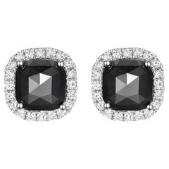 1.83Ct Rose Cut Black Diamond Stud Earring in 14K White Gold (Boucles d'oreilles en or blanc 14K)