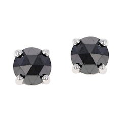 Orecchini con diamanti neri taglio rosa in oro bianco 14k
