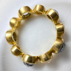 Rose Cut Blue Sapphire and Diamond Eternity Ring, 22 Karat Gold, A2 by Arunashi