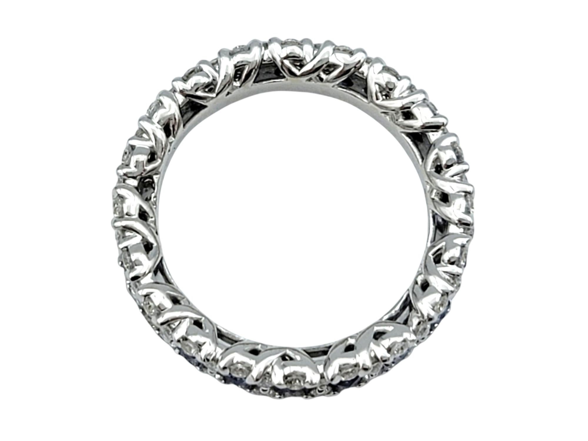 Women's Rose Cut Blue Spinel and Diamond Edged Eternity Band Ring in 18 Karat White Gold For Sale