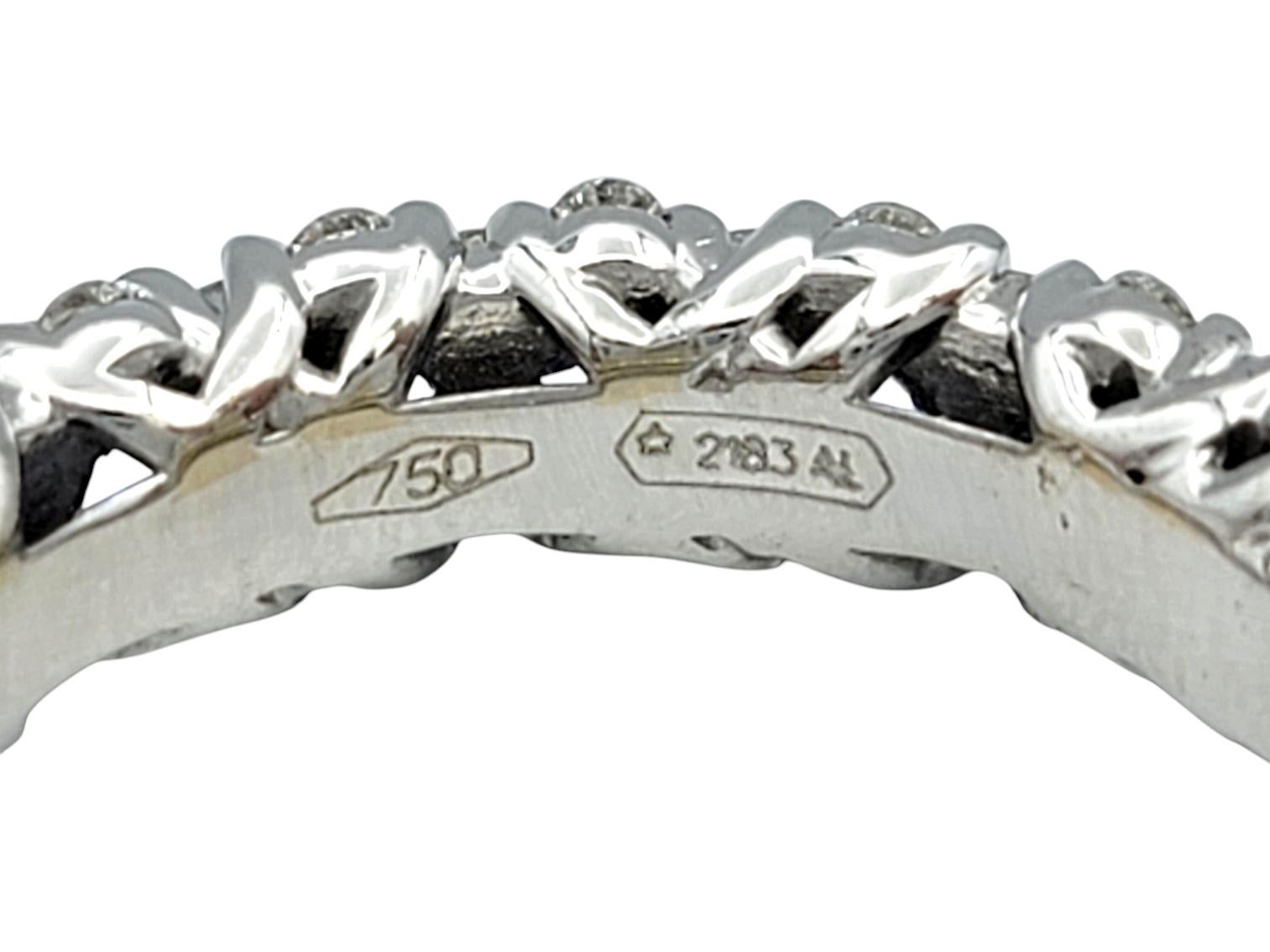 Rose Cut Blue Spinel and Diamond Edged Eternity Band Ring in 18 Karat White Gold For Sale 1