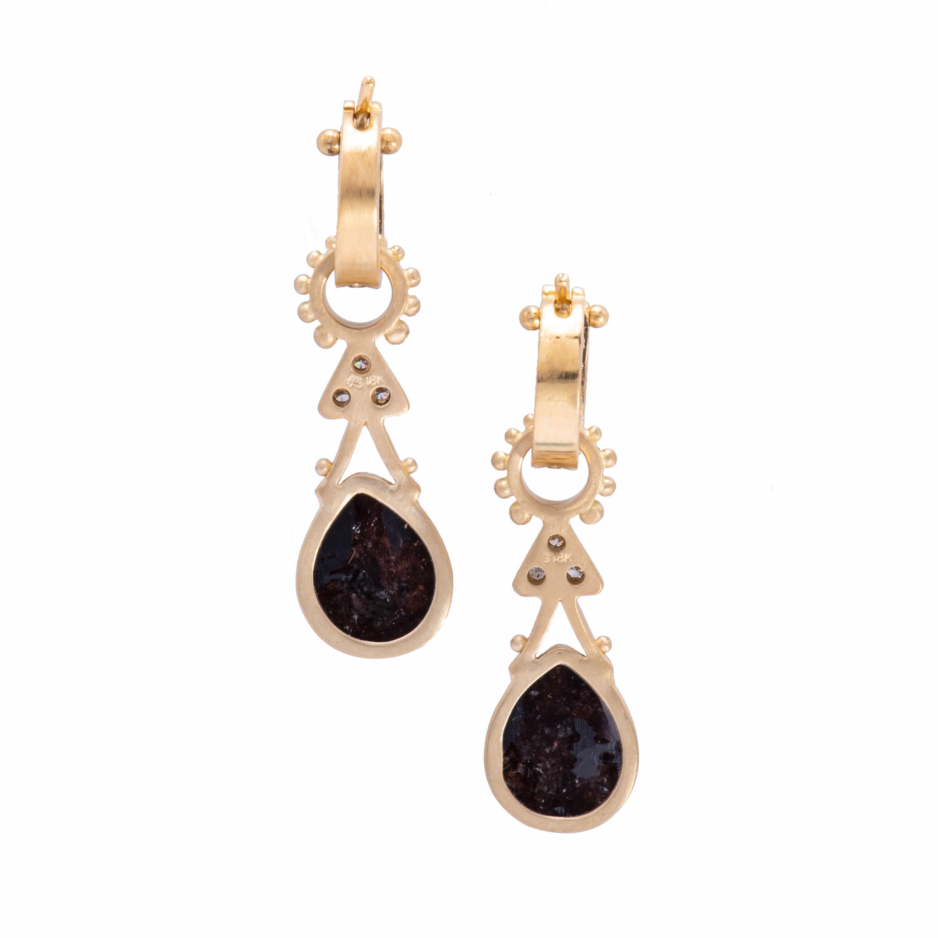 Rose Cut Brown Diamond Aria Drop Earrings In New Condition For Sale In Santa Fe, NM