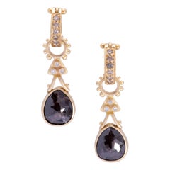 Rose Cut Brown Diamond Aria Drop Earrings