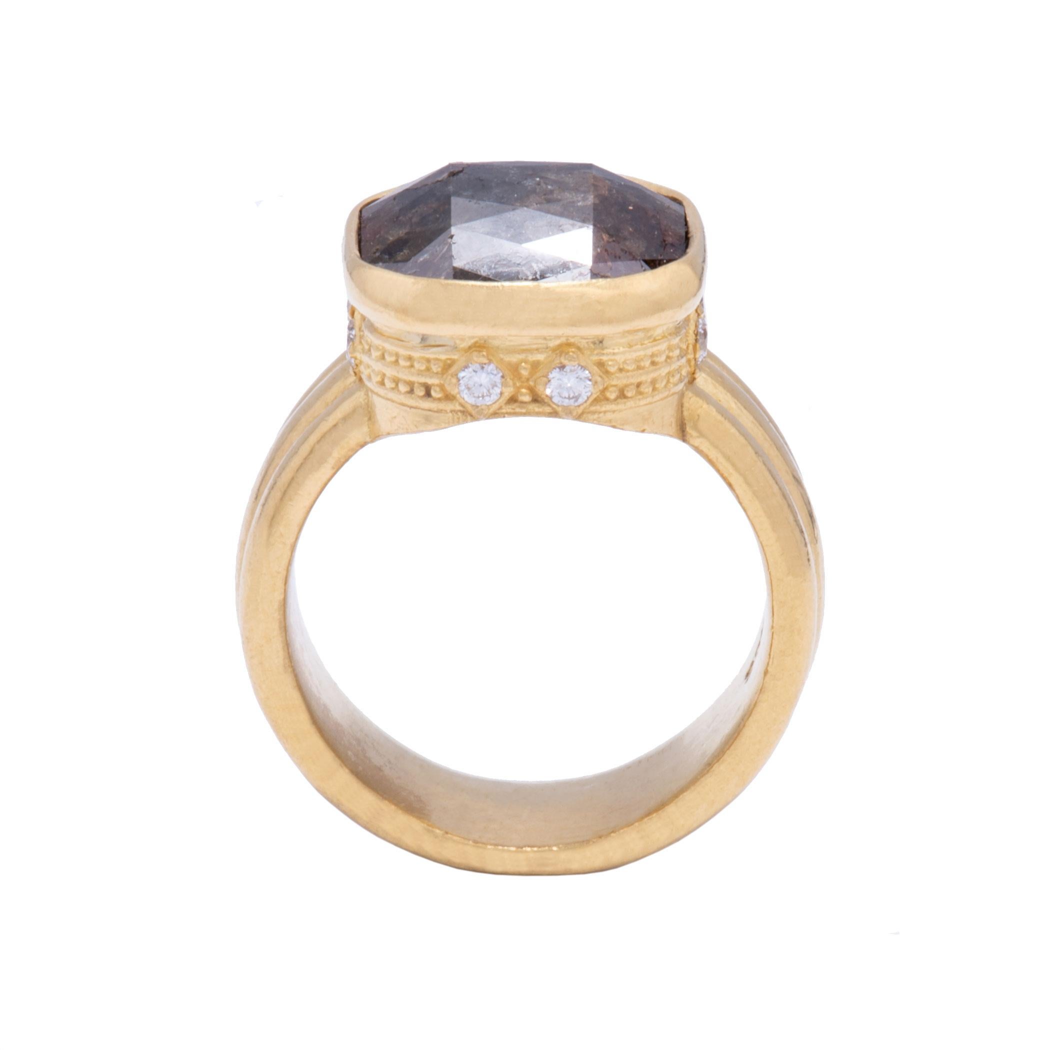 Women's or Men's Rose Cut Brown Diamond Ring