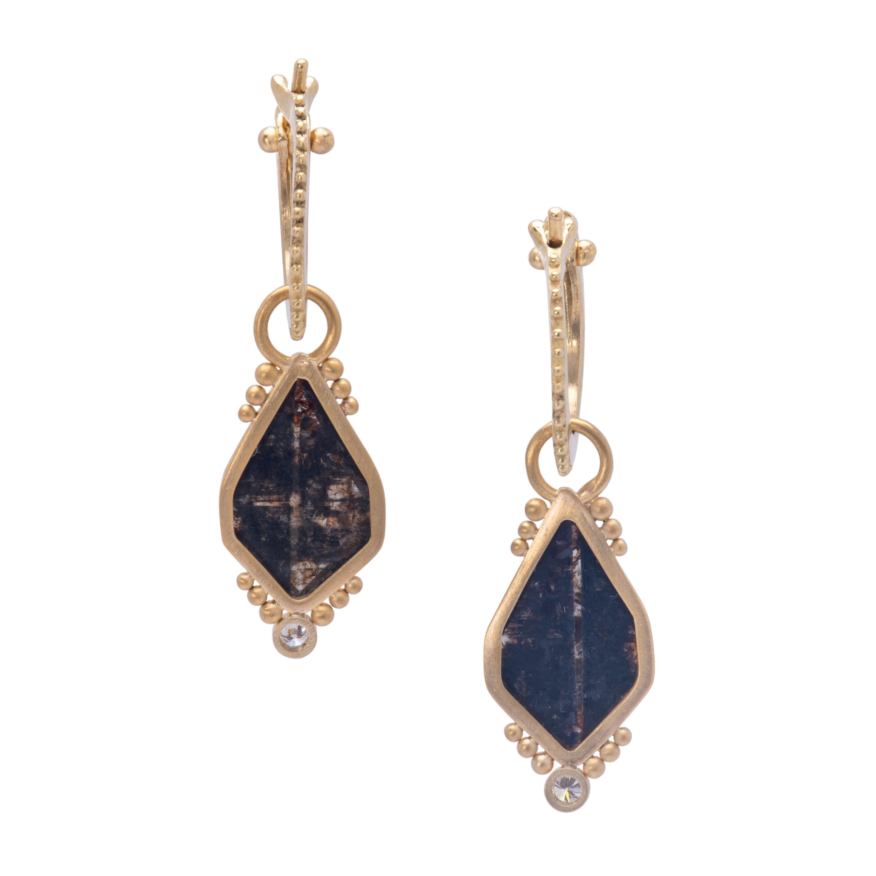 Rose Cut Brown Diamond Titania Drop Earrings In New Condition For Sale In Santa Fe, NM