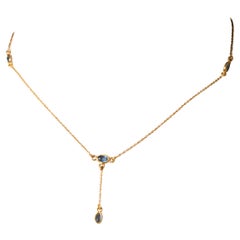 Rose-cut Ceylon Sapphire and 18K Gold Y Drop Necklace