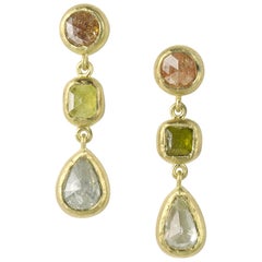Rose Cut Colored Diamond Earrings