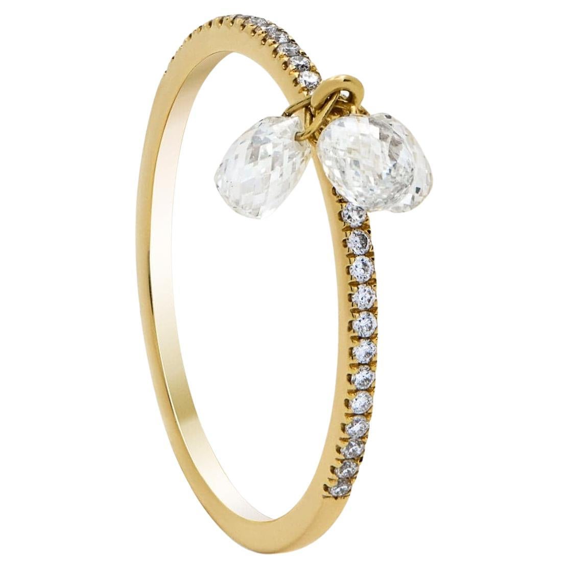 Anello con diamante pendente taglio rosa