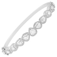 Bracelet jonc en or 18 carats avec diamants taille rose