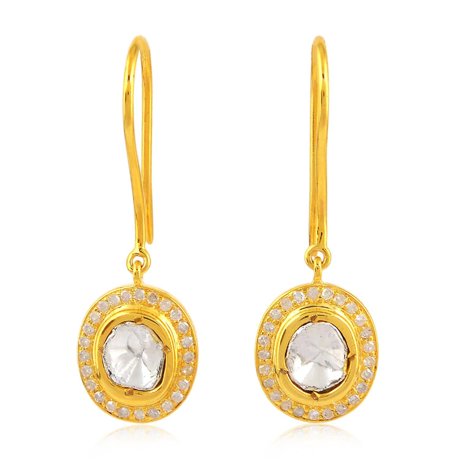 Ohrringe aus 18 Karat Gold mit Diamanten im Rosenschliff (Zeitgenössisch) im Angebot