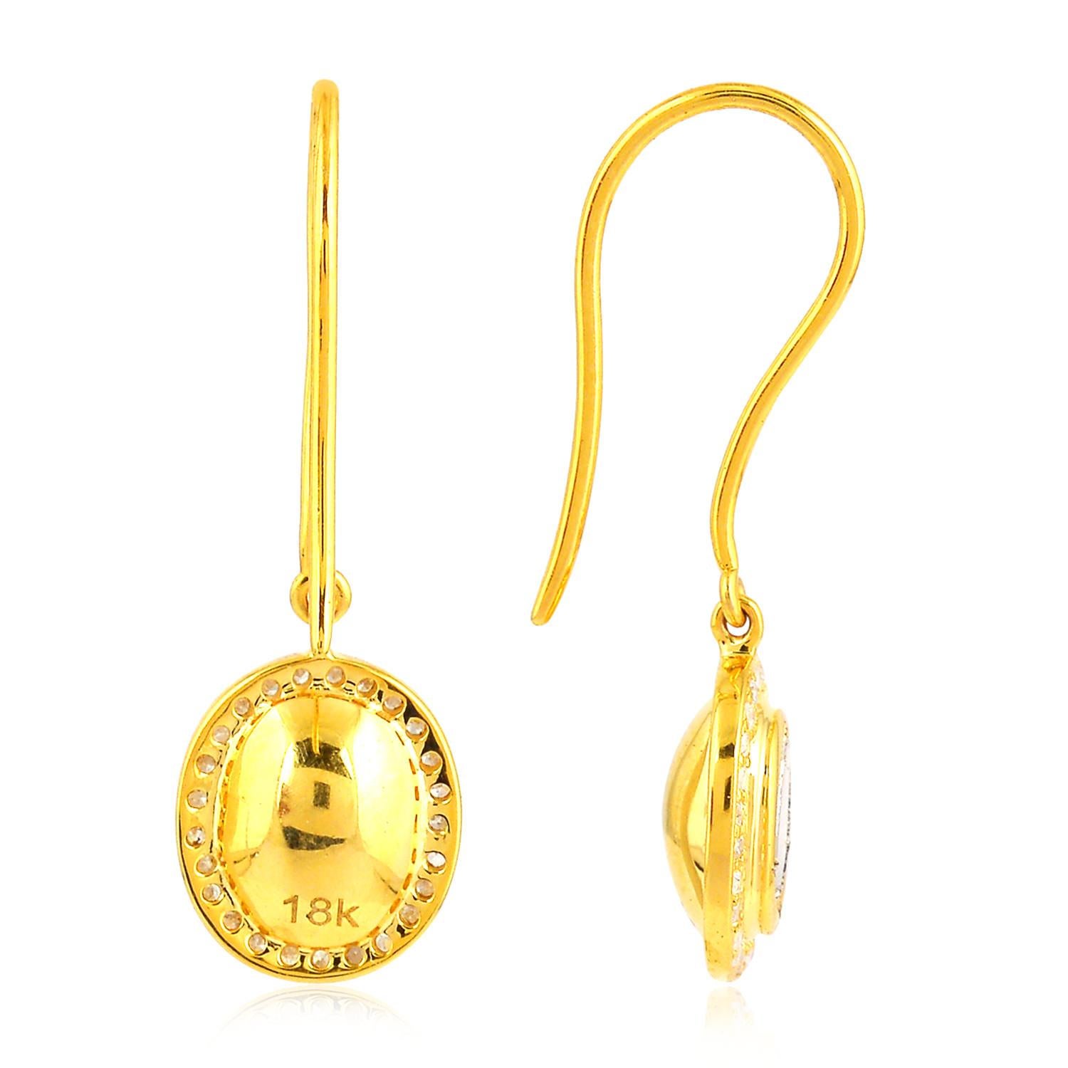 Ohrringe aus 18 Karat Gold mit Diamanten im Rosenschliff im Zustand „Neu“ im Angebot in Hoffman Estate, IL