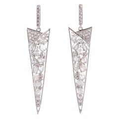 Rose Cut Diamond 18 Karat Gold Earrings