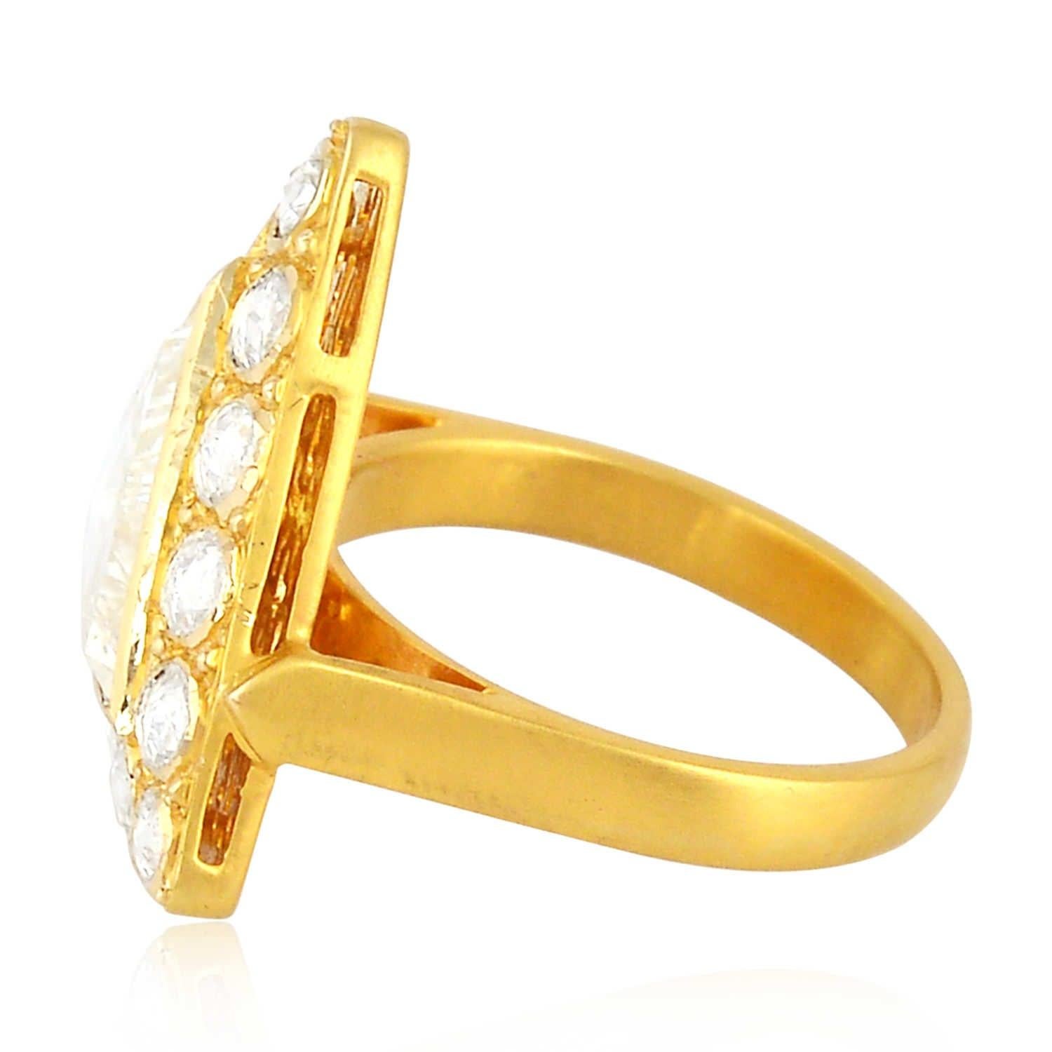 Im Angebot: 18 Karat Gold Verlobungsring mit Diamant im Rosenschliff () 3