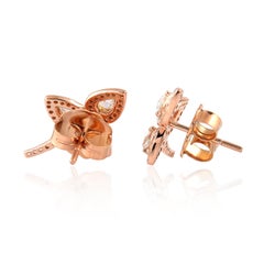 Blatt-Ohrstecker mit Diamant im Rosenschliff aus 18 Karat Gold